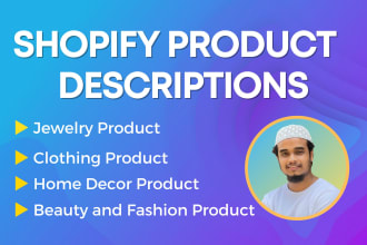 write shopify clothing, jewelry, toy, and etsy home decor product description