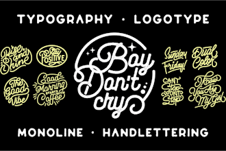 create custom typography vintage monoline lineart