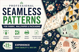 create seamless textile patterns for fabric and wallpaper