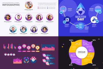 design business, timeline, organizational chart infographics