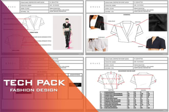 create professional fashion tech packs and flat sketches