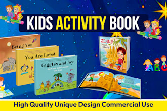 create  design kids activity book, coloring,