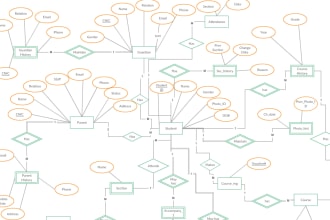 do database design, sql queries, erd and relational schema