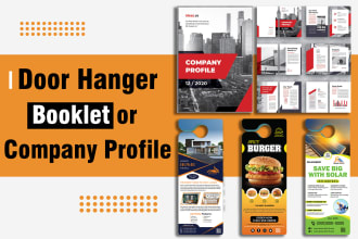 design your company profile, booklet, door hanger, creative flyer