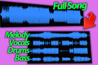 isolate, seperate vocals, melody, drums or bass from songs