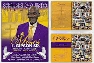 make obituary program, funeral program design in 6hrs