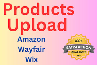 product listing on amazon, wayfair and wix