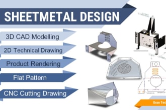 do 3d sheetmetal modelling  and 2d drawing dxf dwg