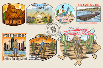 make draw vintage western logo illustration