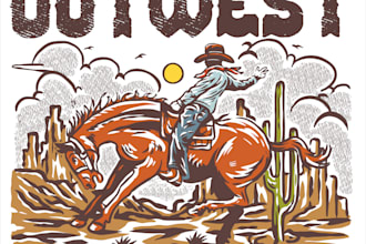 make draw vintage western logo illustration