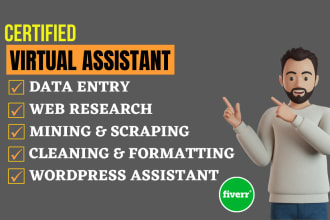 be virtual assistant for data entry and web research, typing