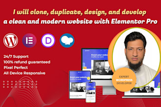 copy clone duplicate website or redesign wordpress website with elementor pro
