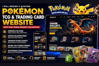design a custom pokémon website tcg website trading card, sport card website