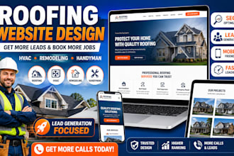 design roofing website roofing contraction landing page handyman, hvac website
