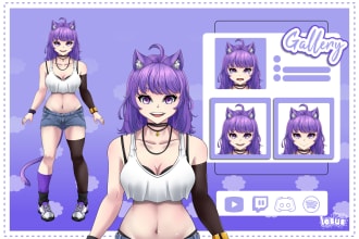 draw custom anime vtuber model ready for rig and stream