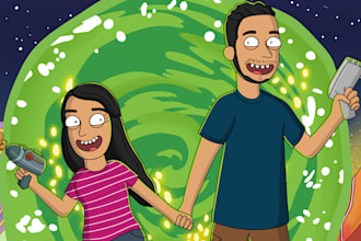 draw a portrait in rick and morty style