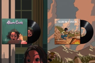 create lofi aesthetic illustration album cover art