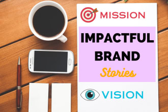 write strong brand story, mission, vision and core values