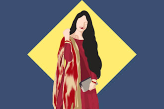 create cartoon faceless portrait illustrations