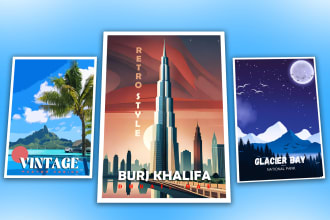 design best travel poster in retro vintage style