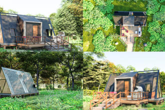 create an animation with a 3d tiny house