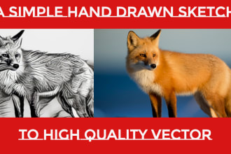 transform your hand drawings into vector digital line art, illustration