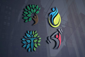 design health and fitness, yoga, meditation wellness logo