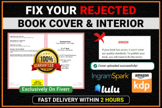 fix error modify rejected book cover or design book cover and interior for kdp