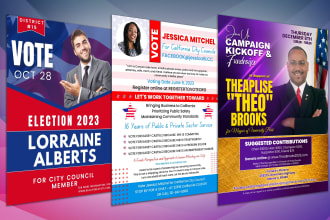 do political, election campaign flyers, postcard, door hanger, banner, yard sign