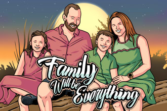 do illustration family potrait for merchandise