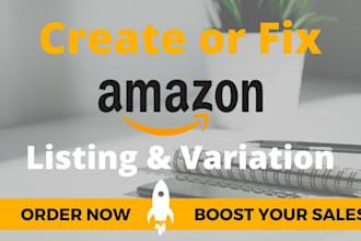 create or fix amazon product listing and variation for amazon fba