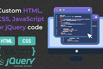 write custom html, css, javascript or jquery code