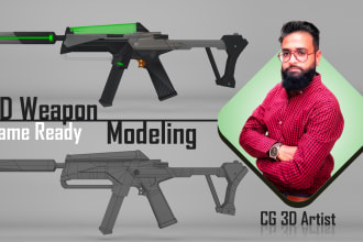 create a unique 3d model weapon and assets for a video games
