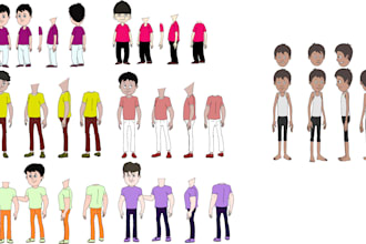 create 2d character design for your animation