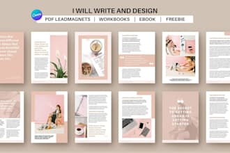 design ebook, leadmagnet, workbook, freebie, pdfs and canva template