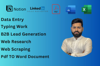 do data entry, b2b lead generation, convert pdf to word, web research,copy paste