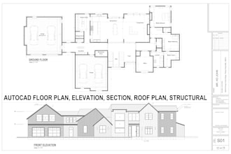 design architectural 2d drawing and floor plan in autocad