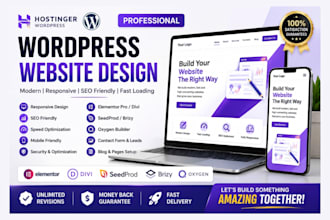 design hostinger wordpress website, seedprod, elementor pro, divi, brizy oxygen