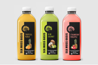 design juice label, water bottle label, can, energy drink and beverage