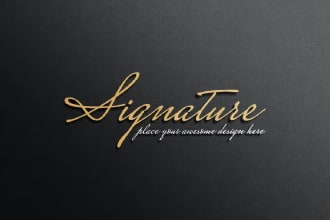design signature, handwritten cursive, character, title or simple text logo