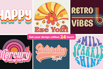 design 3d 70s vintage retro typography for t shirt and logo