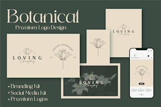 design beauty, floral, flower, boho or botanical logo design and identity