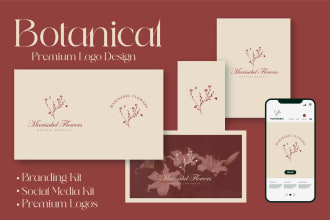 make natural, floral design, line art, flower, boho or botanical logo design