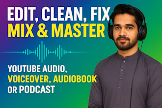 professionally edit, clean, and master your audio, podcast, or audiobook