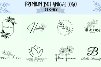 make floral logo, cosmetic beauty, hand drawn, boho, botanical