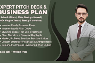 develop investor ready pitch deck and business plan