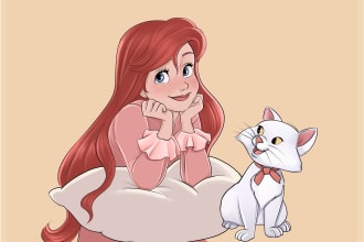 draw you a beautiful portrait in disney cartoon style