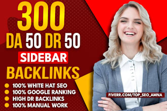 make da and DR 50 plus quality blogroll, sidebar, footer homepage seo backlinks