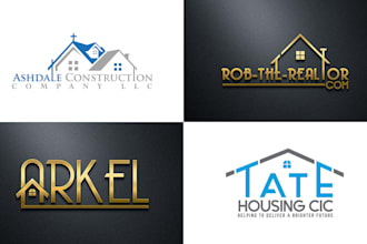 design real estate home property and construction logo with copyrights