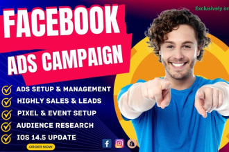 run facebook ads campaign for leads and sales, be your fb advertising manager